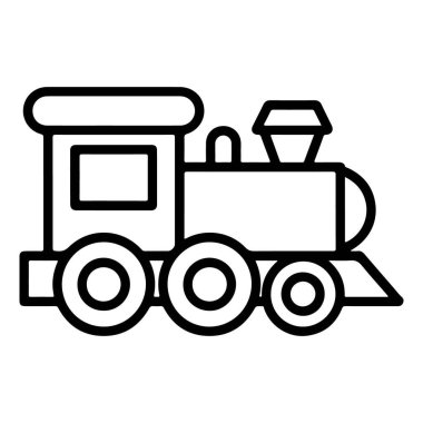 Klasik bir buhar lokomotifinin minimalist çizimi, çocuk tasarımları için mükemmel..