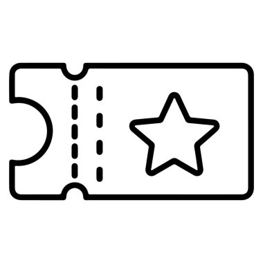 Delinmiş kenarı ve yıldızı olan bir biletin minimalist sanat simgesi..