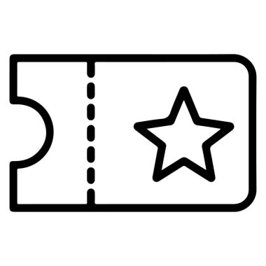 Delinmiş kenarı ve yıldız grafiği olan bir biletin minimalist sanat simgesi..