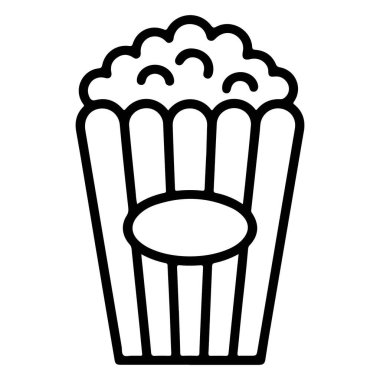 Patlamış mısırla dolu klasik çizgili patlamış mısır kovasının siyah beyaz çizgisi..