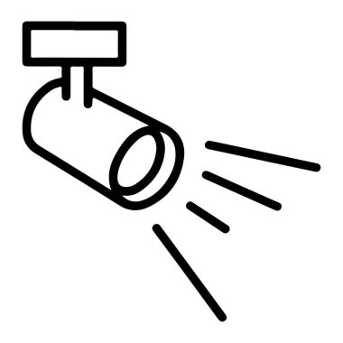 Işık saçan, odak ve aydınlatmayı sembolize eden minimalist bir projektör çizimi.