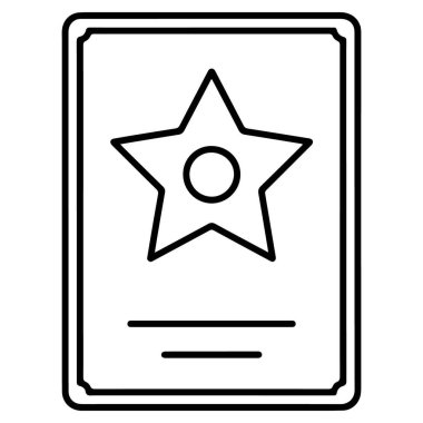 Kişiselleştirme ve tanınma alanı olan bir yıldız ödüllü plaketin basit bir çizgi çizimi.