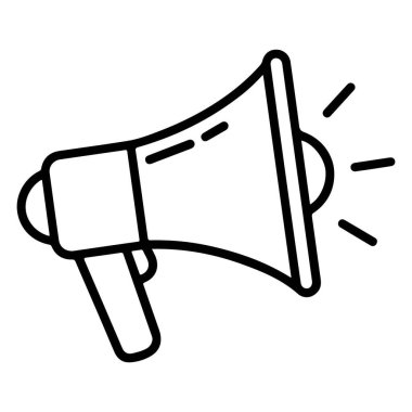 Işık saçan bir megafonun minimalist siyah beyaz çizgisi..