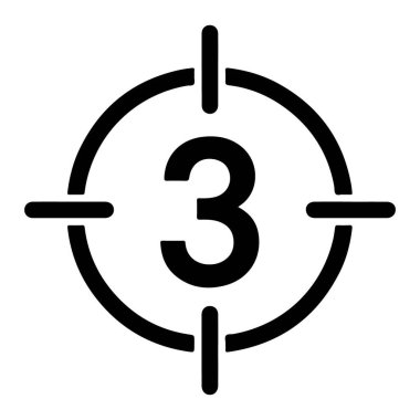 Cesur bir siyah sayı üç, basit bir hedef işareti içinde merkezi olarak yerleştirilir..