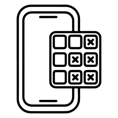 Akıllı telefonun ana hatları içinde X 'ler ve boş kareler olan bir tic tac toe oyun tahtası gösterir.