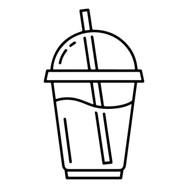 Sıvı ve pipetle dolu şeffaf plastik bir bardağın minimalist çizgisi..