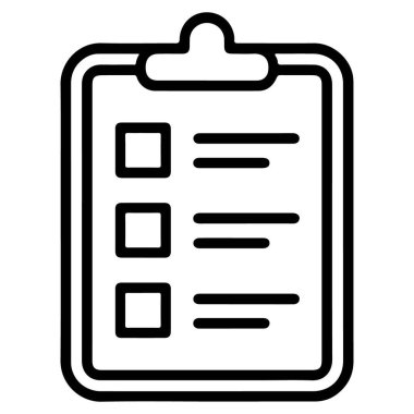 Bir panonun üç öge içeren bir kontrol listesini gösteren basit bir siyah beyaz simgesi.