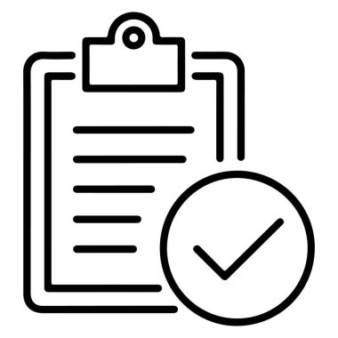 Kontrol listesi ve büyük bir kontrol işareti olan basit bir pano çizimi.