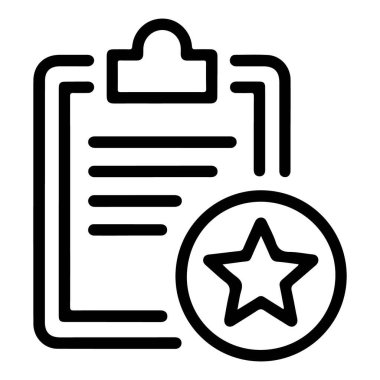 Metin satırları ve daire içinde bir yıldız olan bir panoyu tasvir eden basit bir satır sanatı simgesi.