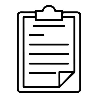 Yatay çizgileri olan bir belgeyi tutan bir panonun minimalist siyah beyaz çizimi.