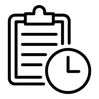 Satır ve saat içeren, görevleri ve zaman yönetimini sembolize eden bir simge.