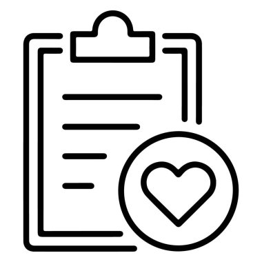 Kalp sembolü ve sağlık sembolü olan basit bir pano çizgisi resim simgesi.