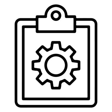 Dişli tutan, süreci, ayarları veya mekaniği sembolize eden basit bir pano simgesi.