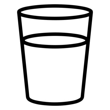 Sıvı içeren, muhtemelen su içeren, koyu siyah bir çizgiyle gösterilen, minimalist bir tasvir..