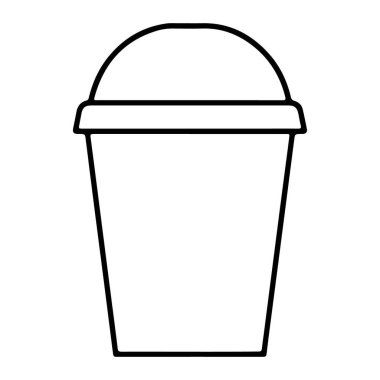 Tek kullanımlık bir fincanın minimalist çizgisi, muhtemelen içecekler için, kubbeli kapaklı..