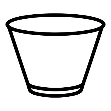 Minimalist siyah-beyaz çizgili kalın çizgili bir trapezoidal kova..