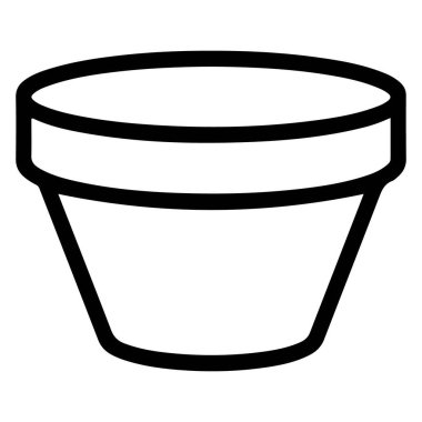 Klasik bir terakotta saksısının minimalist siyah beyaz çizgisi..