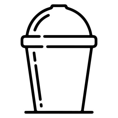 Tek kullanımlık fincanın minimalist çizgisi çizimi, muhtemelen kahve ya da meyve suyu gibi içecekler için..