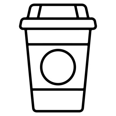 Yuvarlak logolu bir kahve fincanını temsil eden minimalist bir sanat simgesi..