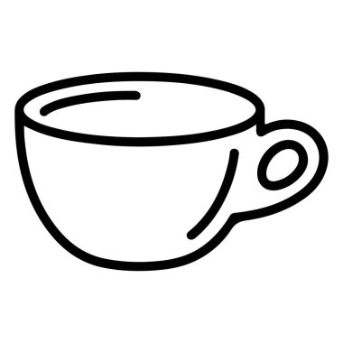 Basit tasarımlar için mükemmel, klasik bir kahve fincanının minimalist siyah beyaz çizgisi..