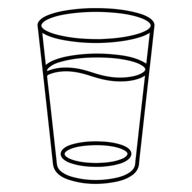 İçinde az miktarda sıvı bulunan berrak bir bardağın minimalist çizimi..