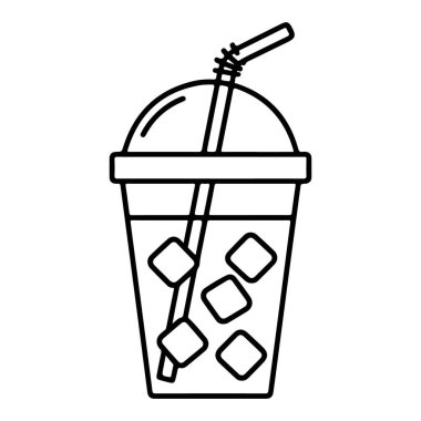 Buz küpleri ve pipetle dolu temiz bir bardağın siyah beyaz çizgisi..