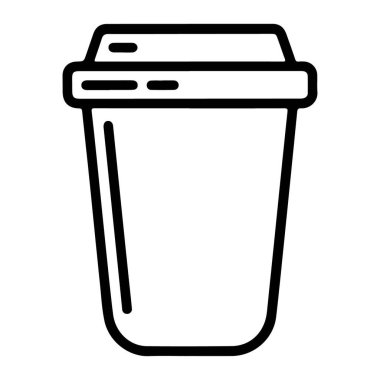Standart tek kullanımlık kahve fincanının kapaklı minimalist çizgisi..