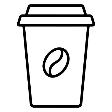Önemli bir kahve çekirdeği amblemi içeren minimalist bir kahve fincanı çizimi..