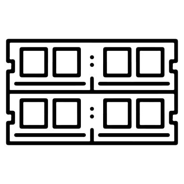 İkişer ikişer dizilmiş dört bilgisayar bellek modülünün temiz ve minimalist çizimi.