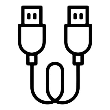 Esnek bir kablo döngüsüyle birleştirilmiş iki USB konnektörünü gösteren minimalist bir çizgi.