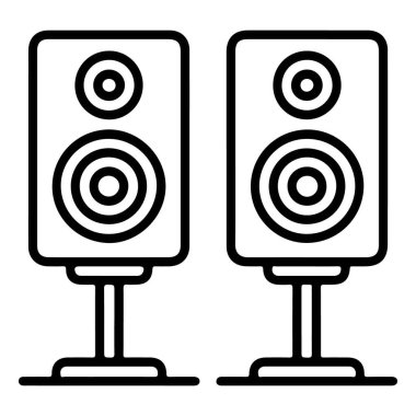 Temiz, minimalist bir çizgi, iki özdeş kitap rafı hoparlörünü tribünlere monte eder..