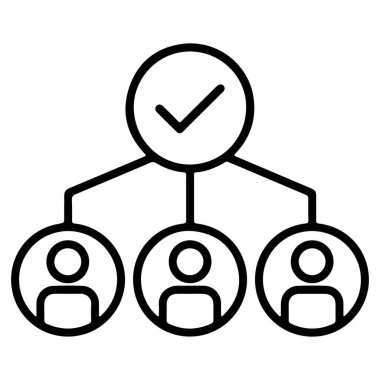 Kontrol edilmiş bir lider ve üç astıyla hiyerarşik yapıyı gösteren basit bir satır sanatı simgesi.