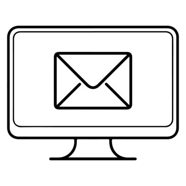 Bir e-posta zarfı simgesini gösteren bir bilgisayar monitörünün olduğu minimalist, çizgi sanatı tişörtü tasarımı. Bu tasarım teknoloji meraklıları, bilişim uzmanları ya da dijital iletişimi seven herkes için mükemmel..