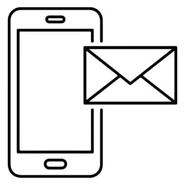 Yanında e-posta zarfı simgesi olan bir akıllı telefonun yer aldığı minimalist bir siyah beyaz çizgi sanat tasarımı. Bu tasarım teknoloji meraklıları, iletişim aşıkları ya da modern grafikleri takdir eden herkes için mükemmel..