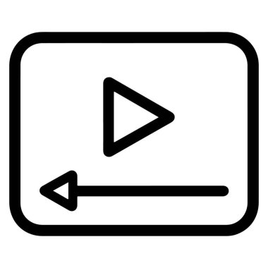 Video oynatma denetimlerini çalma ve geri sarma ile temsil eden basit bir siyah ve beyaz özet simgesi.