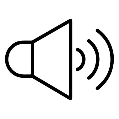 Dışarıdan gelen ses dalgalarıyla hoparlörü temsil eden minimalist siyah beyaz bir çizgi..