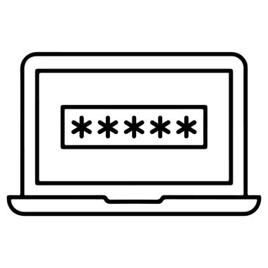 Yıldızlarla dolu bir parola alanını gösteren basit bir dizüstü bilgisayar çizimi.