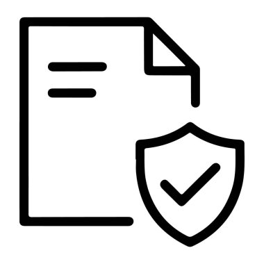 Güvenlik ve onayı belirten bir belgeyi ve kontrol işaretini temsil eden bir taslak simgesi.