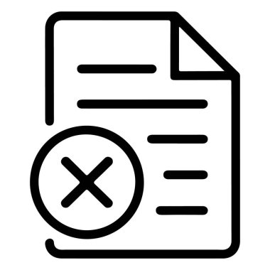 Çemberin içinde belirgin bir haç olan bir belge simgesi, negatif bir durum veya hata simgesi.