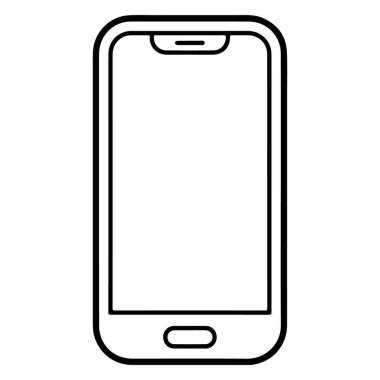 Modern bir akıllı telefonun basit bir çizimi, boş bir ekran ve bir ev düğmesi içeriyor.