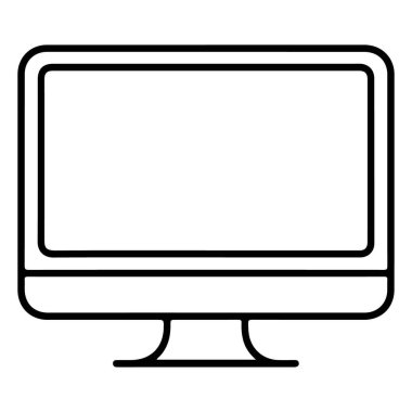 Düz ekran bilgisayar monitörünün minimalist çizgi çizimi..