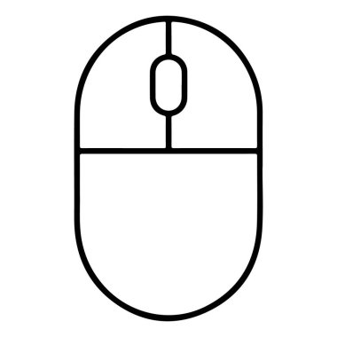 Bir bilgisayar faresinin temel şekil ve kaydırma tekerleğini gösteren minimalist çizgisi..