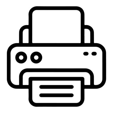 Sıradan bir ofis veya ev yazıcısının minimalist siyah beyaz çizgi çizimi.