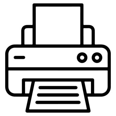 Kağıt ile beslenen bir yazıcının minimalist siyah beyaz çizgisi.