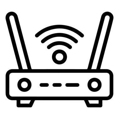 Wi-Fi sinyali yayan modern bir kablosuz yönlendiricinin minimalist çizimi.