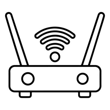 İki anten ve bir Wi-Fi sembolü olan modern bir kablosuz yönlendiricinin basit bir çizimi.