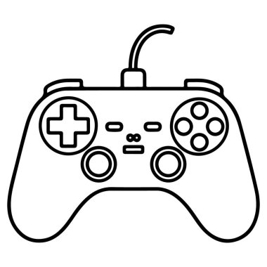 Eski bir video oyunu denetleyicisinin basit bir siyah beyaz çizgi çizimi.