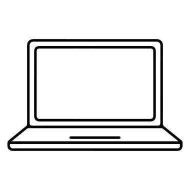 Beyaz arka planda modern, açık bir dizüstü bilgisayarın minimalist çizgisi..