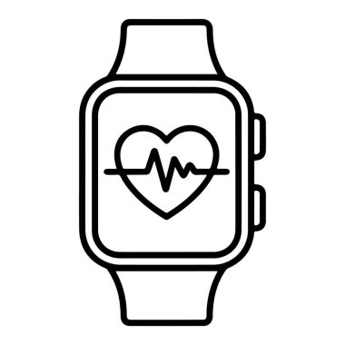 Elektrokardiyogram çizgisi olan bir kalbi gösteren bir akıllı seğirme simgesi..