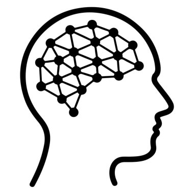 Geometrik sinirsel ağ desenli bir insan kafasının biçimlendirilmiş çizgisi içerideki beyni temsil ediyor..